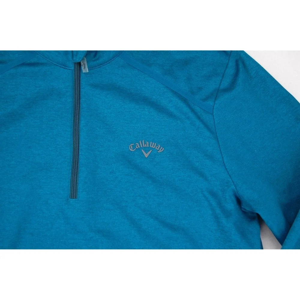 Callaway Golf Pullover Mens Medium Blue 1/4 Zip Fleece Lined‎ Mock Neck Top